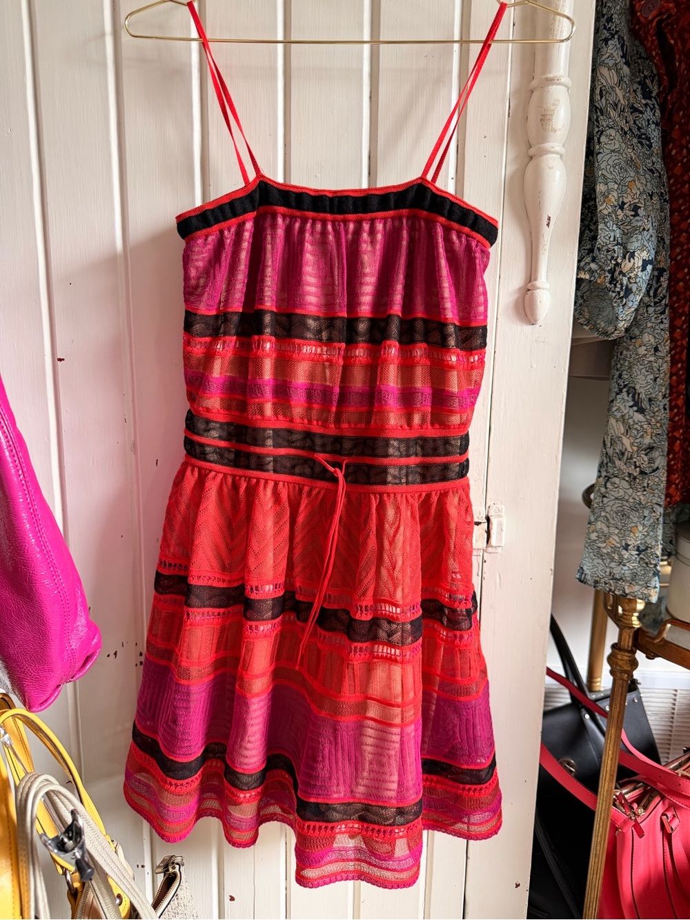 Missoni Pink and Red Striped Romper with Black Trim